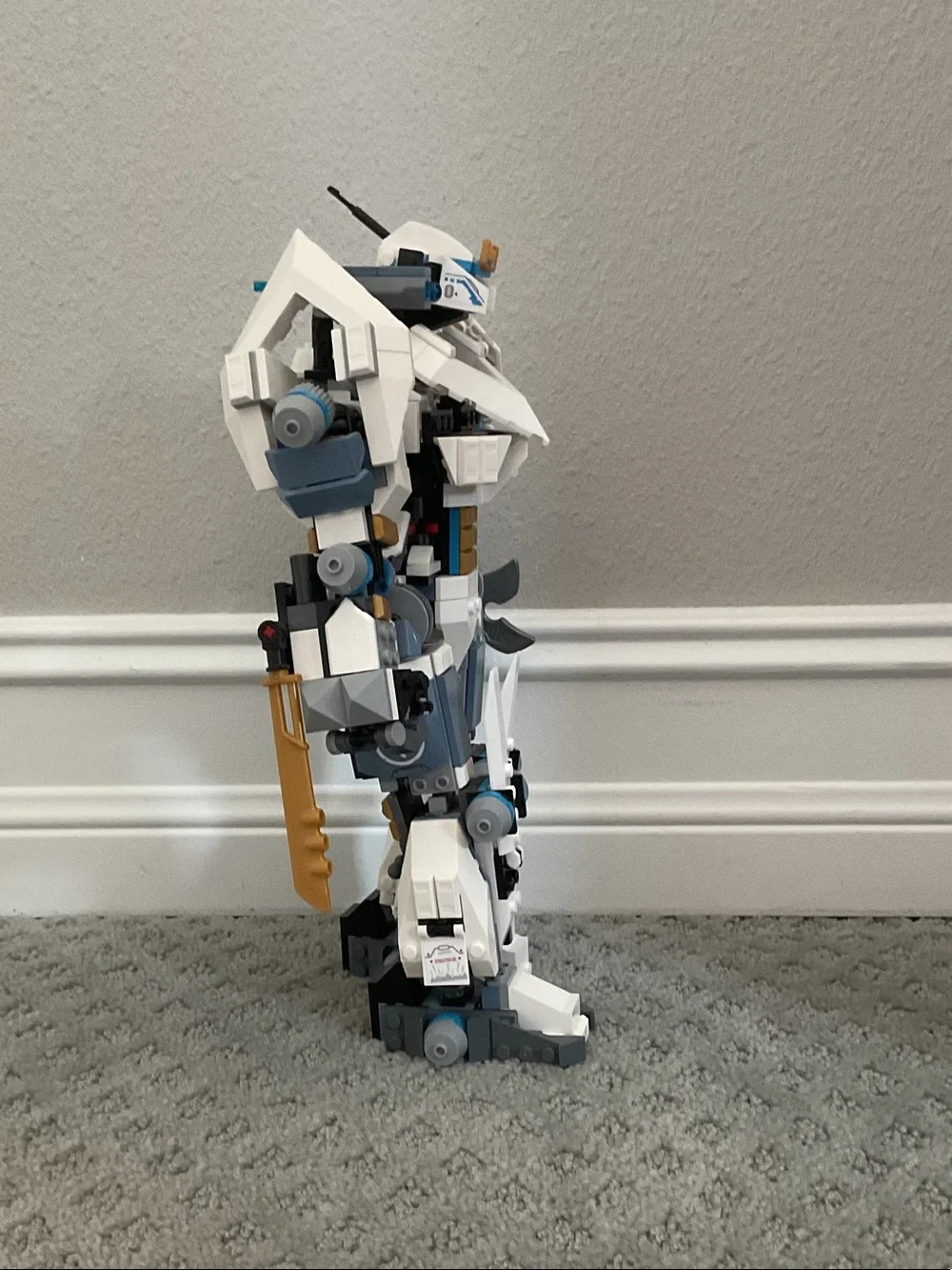 Lego White and Blue Ninjago Mech Robot Buildable Figure